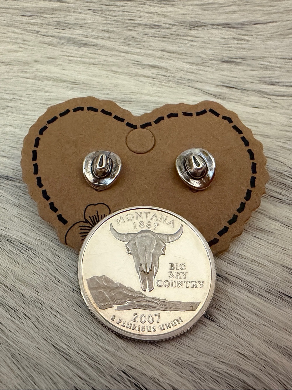 ❤️ Cowboy Cowgirl Hat Sterling Silver Western Ethnic Stud Earrings USA - Picture 8 of 14